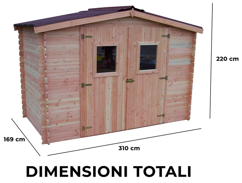 Casetta Box da Giardino 3x1,65 m Senza Pavimento in Legno Douglas 20mm Dalia