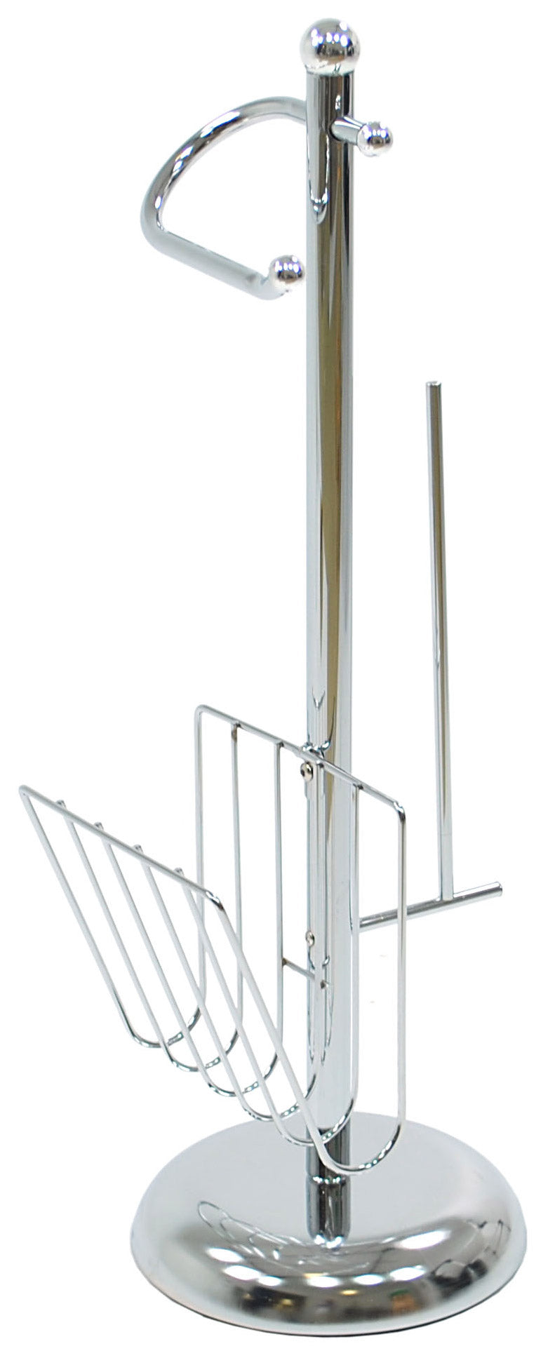 Piantana Porta Rotolo con Portariviste in Metallo Cromato