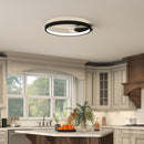 Plafoniera LED Moderna a 2 Anelli 50x40x 7,4 cm Potenza 30W in Alluminio e Acrilico Nero  