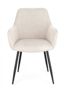 Set 2 Sedie 58x63x85,5 cm Cora in Tessuto Nero e Beige