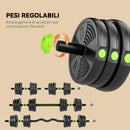 Set Bilanciere con Pesi 3 in 1 da 16 Dischi 140x20x20 cm con Impugnatura Antiscivolo Verde      