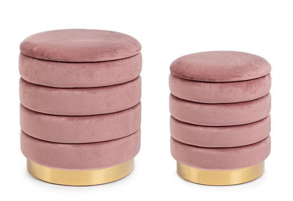 Set 2 Pouf Contenitore Darina Rosa Antico in Legno sconto