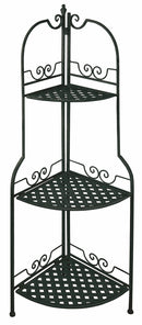 Portapiante Angolare 3 Ripiani 49x32x126 cm in Ferro Battuto Soriani Nero