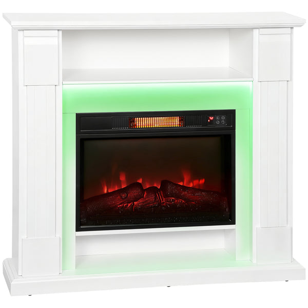 Camino Elettrico da Pavimento 105x27x97 cm 1800W Regolabile con Fiamma 3D Timer e Telecomando Bianco online