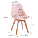 Set 4 Sedie 53,5x48,5x83 cm in Polipropilene e Similpelle Candice Rosa