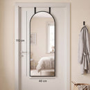 Specchio da Parete e Porta ad Arco 40x110 cm con Ganci e Cornice in Lega di Alluminio e Vetro Temperato Nero      