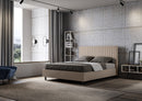 Letto Matrimoniale con Testata e Alzata Comoda Imbottito in Similpelle Sunny Tortora Varie Misure