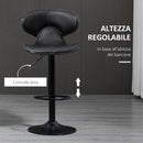 Set 2 Sgabelli Bar 45,5x46x89,5-109,5 cm con Schienale e Poggiapiedi e Similpelle Nero