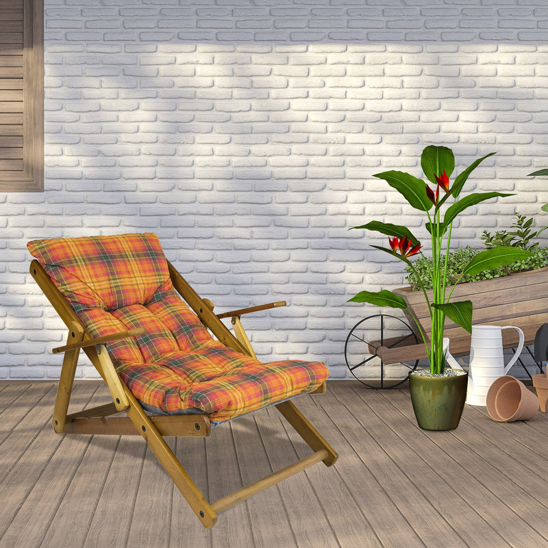 Poltrona Relax 3 Posizioni in Legno con Cuscino Imbottito Rosso