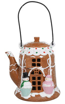 Caffettiera Natalizia H19 cm con Manico e Luci