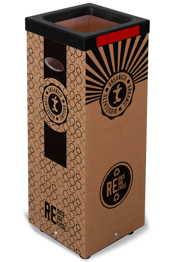 Pattumiera Per Raccolta Rifiuti 38x38xh80 cm in Cartone Con Stampa Grafica Organico Beige sconto