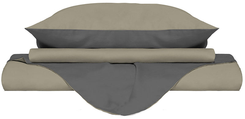 Copripiumino con Sacco e Federe Doubleface Tortora\/Fumo