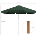Ombrellone da Giardino Ø325x250 cm in Bambù e Poliestere Verde  