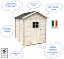 Casetta Box da Giardino per Attrezzi 178x218 cm con Porta Finestrata in Legno Naturale