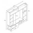 Parete Attrezzata Soggiorno Entry 180x28/40x165 h cm in Truciolare bilaminato Marmo