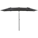 Ombrellone Doppio 150x295x170-214 cm Inclinabile e Regolabile in Poliestere e Metallo Grigio  