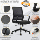 Sedia Operativa da Ufficio 45x51x94/100h cm Ergonomica con Supporto Lombare Nera