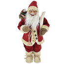 Statuina Babbo Natale Rosso Statuetta 40 cm Vestiti in Tessuto Addobbo Natalizio