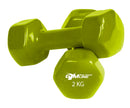 Coppia Manubri da 2 Kg in Ghisa Antiurto con Rivestimento in Plastica Verde Chiaro