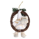 Babbo natale in tessuto su ghirlanda bianco e oro cm xh32/49