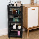 Carrello Salvaspazio Cucina Bagno Scaffale Portaoggetti Multiuso Nero 5 Ripiani