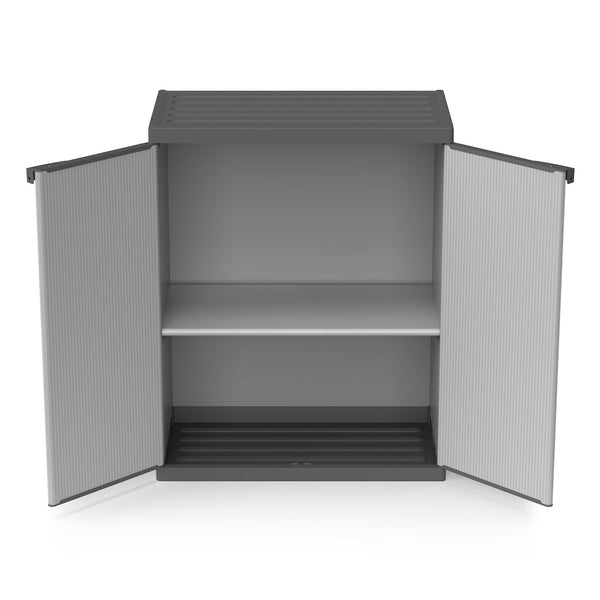 online Armadio da Esterno 68x40x85 cm 2 Ante 2 Ripiani in Resina Grigio