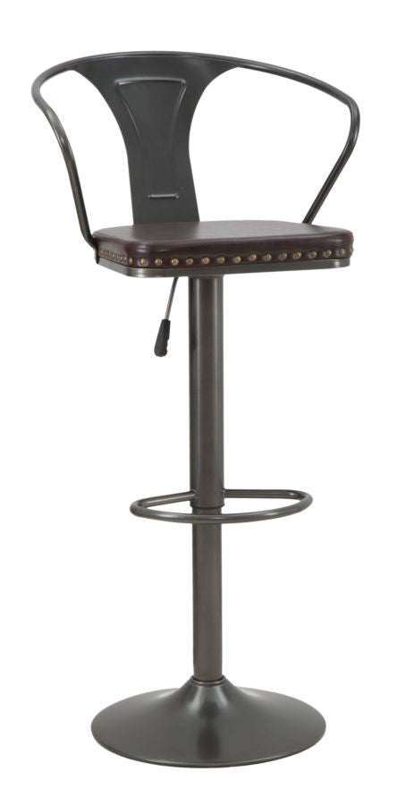 online Sgabello Imbottito Detroit 51x48x86-108 cm in Ferro e Spugna e PU Marrone e Grigio