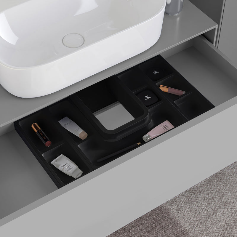 Set Organizer per Cassetti da Bagno Laterali in Plastica Emuca Tidy Grigio Pietra