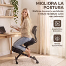 Sedia Ergonomica Posturale 46x85x85,5-103 cm Regolabile con Schienale e Ruote Nero      
