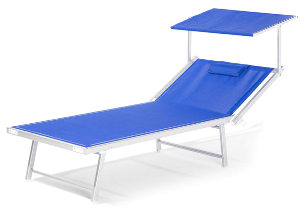 online Lettino Prendisole da Giardino 213x85x40 cm in Alluminio e Textilene Blu