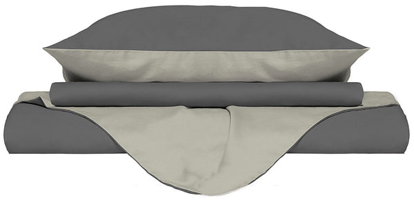 acquista Copripiumino con Sacco e Federe Doubleface Fumo\/Panna Varie Misure