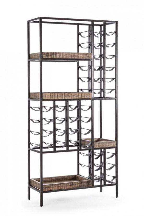 prezzo Mobile Cantinetta Portabottiglie 86x35x180 cm in Acciaio e Legno