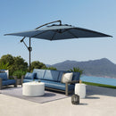 Ombrellone Decentrato da Giardino 300x325 cm Regolabile a 360° in Poliestere UV UPF 50+ Blu Chiaro      