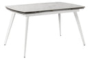 Tavolo Allungabile 140/170/200x90x76 cm in Metallo con Top in Ceramica su Vetro Bianco