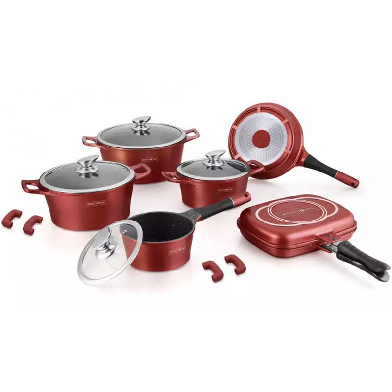 Batteria di Pentole 15 Pezzi in Pietra Lavica Professionale Antiaderente Bergogna