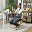 Sedia Ergonomica Inginocchiatoio con Schienale 51x84x93 cm in Legno di Betulla e Cuscini Nero  