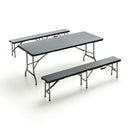 Set Birreria da Giardino Pieghevole in Rattan Tavolo e 2 Panche Taddei Plastik 180 Nero