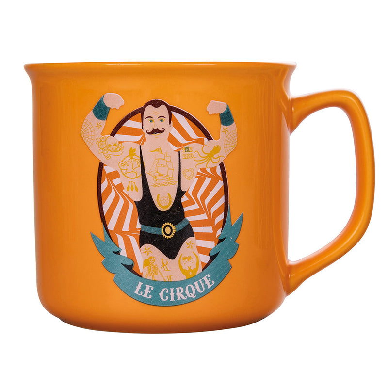 Set 2 Tazze Ø9,2x8,7 cm in Bone China VdE Tivoli 1996 Le cirque orange