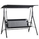 Dondolo 3 Posti da Giardino 172x110x155 cm in Metallo e Textilene Nero