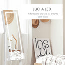 Specchio da Terra Armadio Portagioie  46x36.5x151.5 cm con Luce LED Bianco