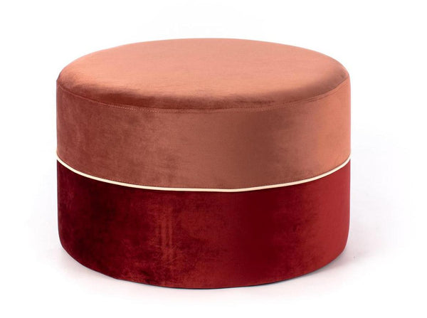 Pouf in Tessuto Vellutato Ø62 cm Rosa Antico e Bordeaux online