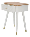 Comodino Matera 45x62x32 cm in Legno MDF e Ferro Bianco/Marrone