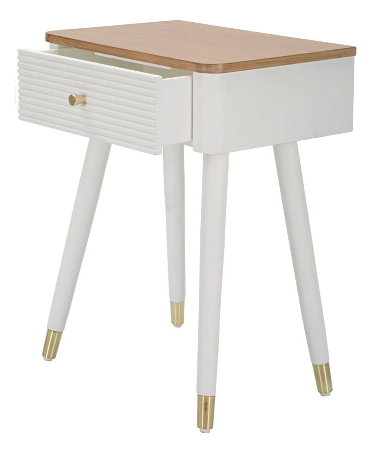 Comodino Matera 45x62x32 cm in Legno MDF e Ferro Bianco/Marrone