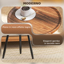 Tavolino da Salotto Ø40x39 cm con Bordo Rialzato e 3 Gambe in Legno e Acciaio Nero e color Legno  