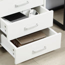 Cassettiera da Ufficio con 4 Cassetti Ruote e Bordi Rialzati 40x36x65 cm in Legno Bianco