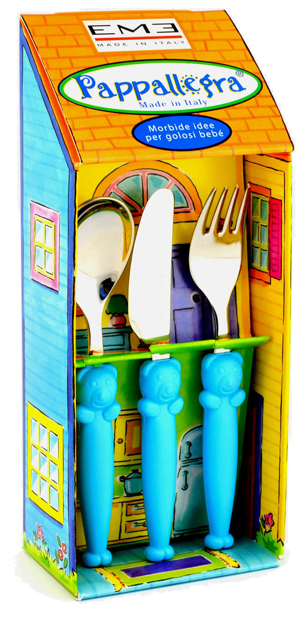 Set Posate per Bambini in Acciaio Eme Pappallegra Azzurro prezzo