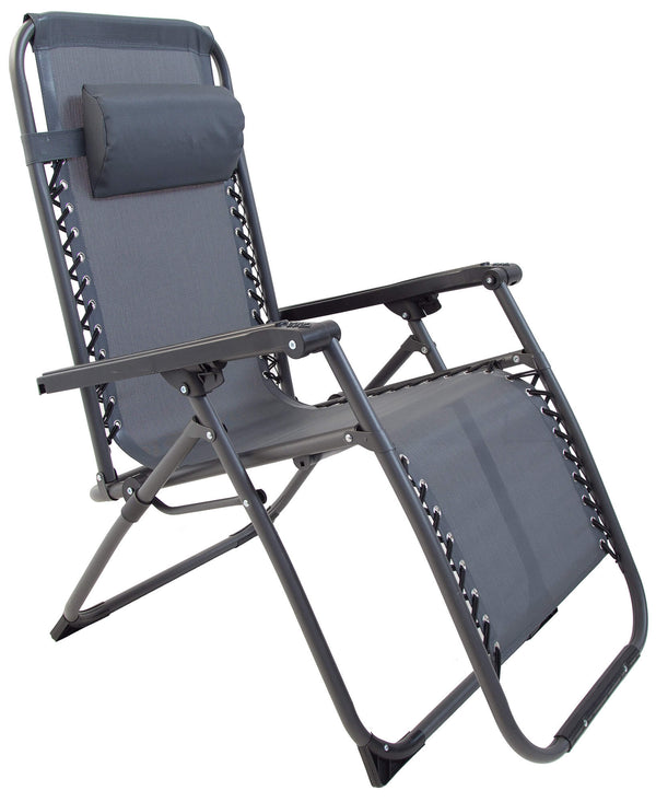 Sedia Sdraio Zero Gravity Reclinabile Pieghevole 188x65x110 cm in Acciaio e Textilene Grigia sconto