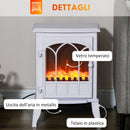 Camino Elettrico da Terra 1000W-2000W con Effetto Fiamma Regolabile 39x23x56,5 cm Bianco      