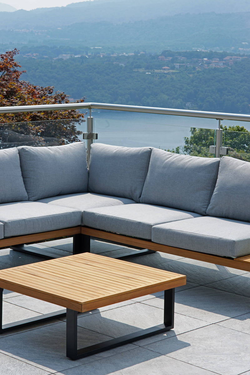 Set Salotto da Giardino in Alluminio Divano Angolare e Tavolino Vorghini Stoccarda