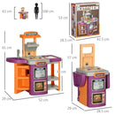 Cucina Giocattolo per Bambini 52x29x61 cm con Accessori Viola e Arancione